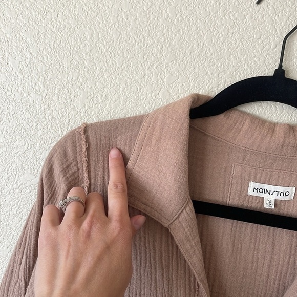 Mainstrip Gauzy Cotton Oversized Pop Over Blouse Top S Camel Tan Minimalist Boho - Picture 6 of 15